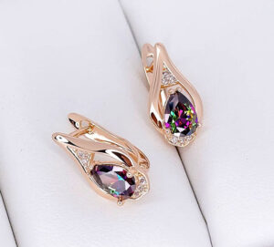 Серьги фианитовые с позолотой E-6787-g-mistik