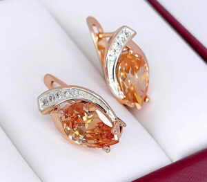 Серьги фианитовые с комбинированным покрытием E-6798-gs-yel