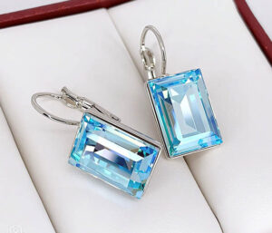 Серьги родированные с фианитами E-6801-s-blue