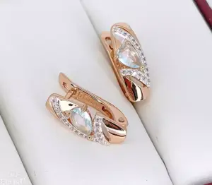 Серьги фианитовые с комбинированным покрытием E-6805-gs-blue
