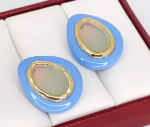 Серьги стильные цветные E-6807-g-blue