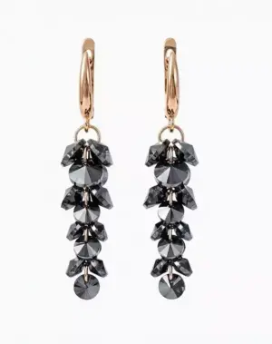 Серьги позолоченные с кристаллами E-6843-g-black